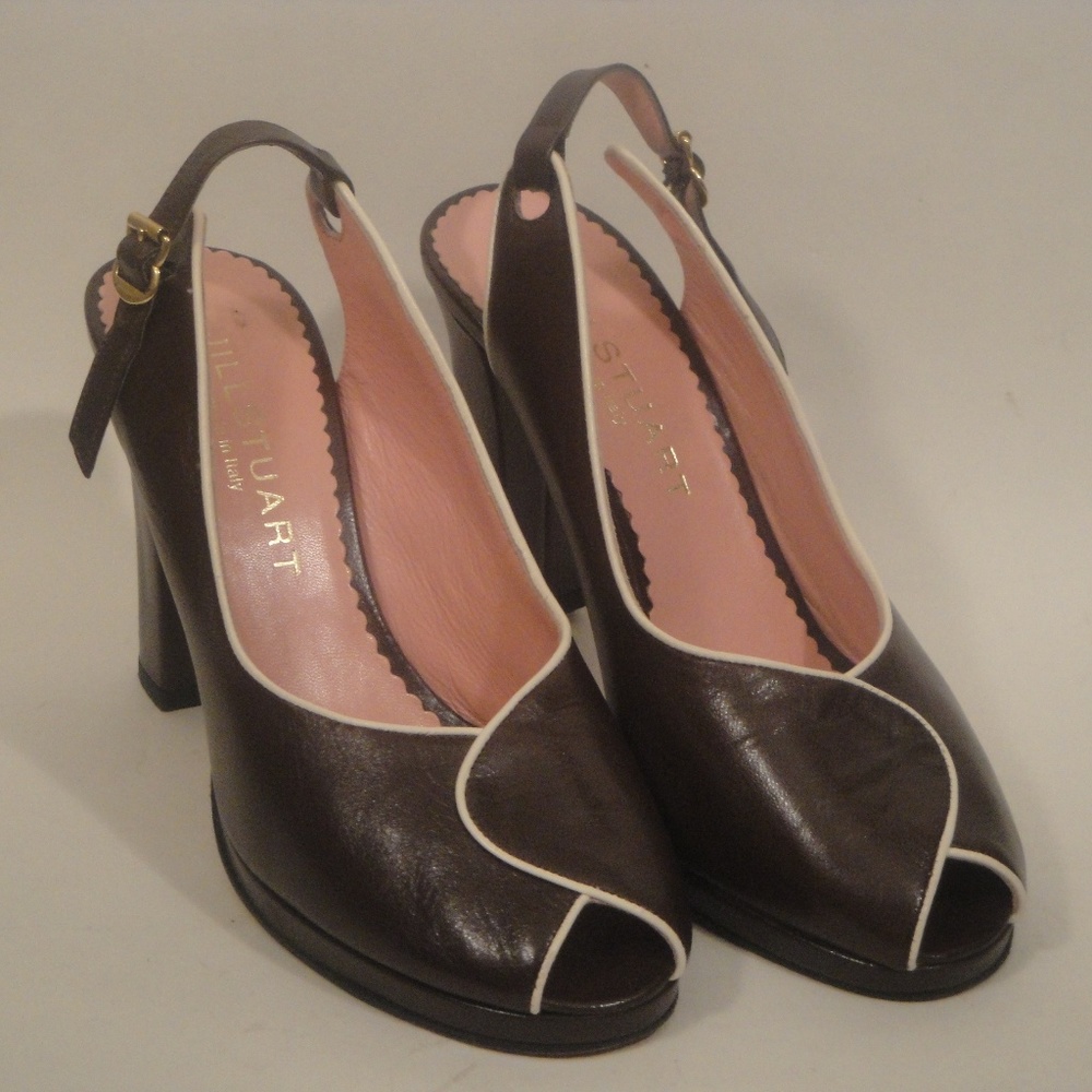 Jill Stuart Burgundy Vtg Block Heel Sandals